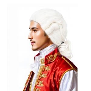 White Wig Regency Ringlet Historical Colonial Costume Wig Funny Wig for Men George Washington Costume,  2-Judge Colonial Wig-White