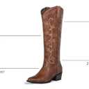 J's.o.l.e Women's Knee High Cowboy Boots Wide Calf Snip Toe Fashion Western Cowgirl Boots (Brown) Size 41