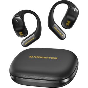 Monster Open Ear AC326 Headphones, Bluetooth 6.0 Wireless Earbuds with Dual-Mic Clear Calls, Air Conduction Headphones with Ear Hooks, Spatial Audio, Snug Fit, 35H Playtime, IPX5 for Sports, Black