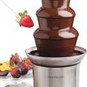 Nostalgia 4 Tier Electric Chocolate Fondue Fountain Machine for Parties - Melts Cheese, Queso, Candy, and Liqueur - Dip Strawberries, Apple Wedges, Vegetables, and More - 32-Ounce - Stainless Steel