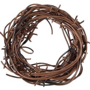 Taiyin 4 Pcs 32.8 Foot Fake Rusted Barbed Wire Decoration Halloween Plastic Faux Barb Wire Prop Western Decor for Cowboy Christmas Party (Rust Red)