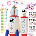 PINSHILE DIY Space Magic Balloon Craft Kit, Sticker Decorated Balloons Toy for Kids, Rocket Air Pump Fun with Balloon Monster Pals, DIY Creative Activity, Birthday Gifts for Girls Boys Ages 3+ (Off-white)