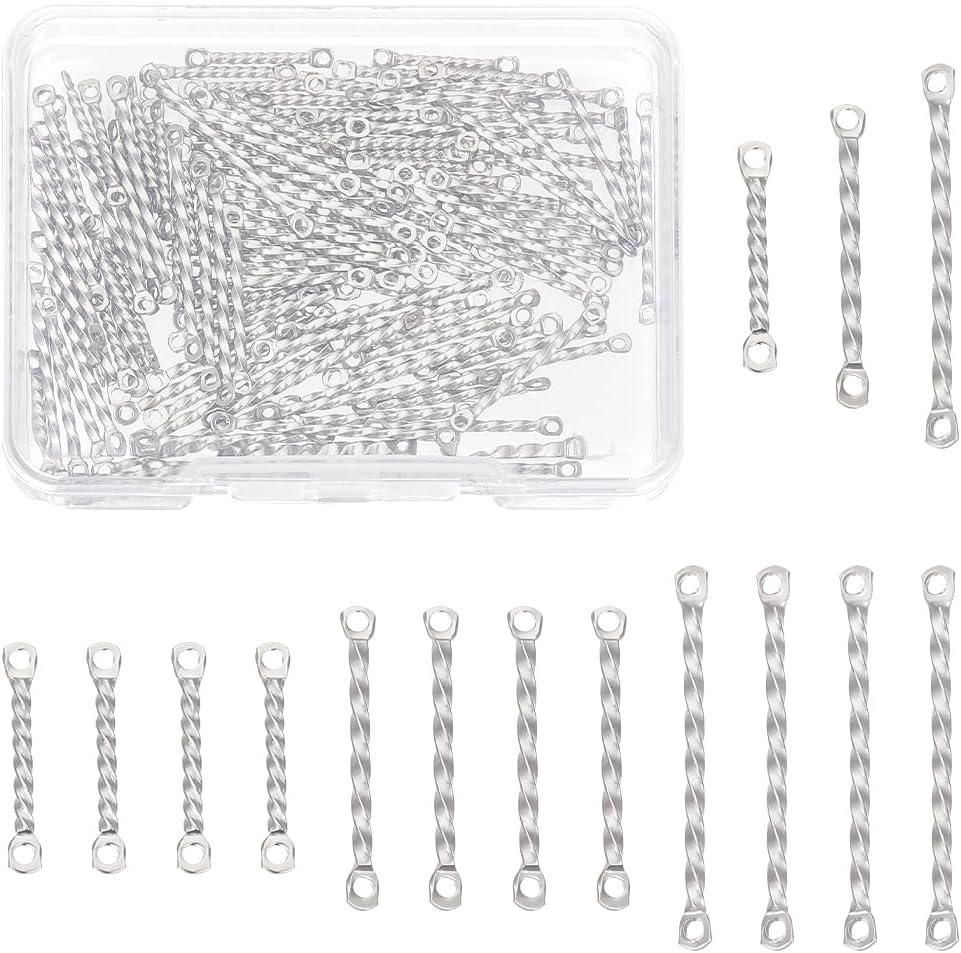 UNICRAFTALE 120Pcs 3 Styles 304 Stainless Steel Bar Connector Charms Twist Stick Links Connectors Pendants 2 Hole Stick Strip Earrings Charms for Jewelry Making