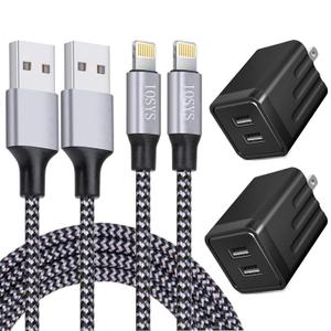 iPhone Fast Charger,iPhone Charger Fast Charging 2Pack Dual Port USB Wall Chargers Block Adapter Plug Long 6FT Fast Charging Lightning Cable Cord for iPhone 14 13 12 11 Pro Max XS X 8 7 Plus SE iPad