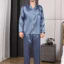 Men's Silky Satin Pajama Sets Mens Sleepwear Big and Tall Pajamas for Men Loungewear Summer Pjs Lounge Set M-5XL (Gray, M)