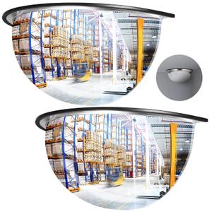 Kanayu 2 Pcs 12" Corner Mirror Blindspot for Wall Safety Security Acrylic Half Dome Convex Mirror Indoor for Ceiling Driveway Outdoor Hallway Warehouse Office Side View