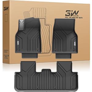 3W Floor Mats Fit for Tesla New Model Y 2025 2026 Juniper, TPE All Weather Custom Fit Floor Liner for Juniper Model Y Accessories 1st and 2nd Row Car Mats Easy Clean, Black