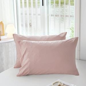 MILDLY Queen Pillowcases - 2 Pack Ultra Soft Washed Microfiber Shrinkage and Fade Resistant Pillow Covers with Envelope Closure 20 x 30 Inches, Pink