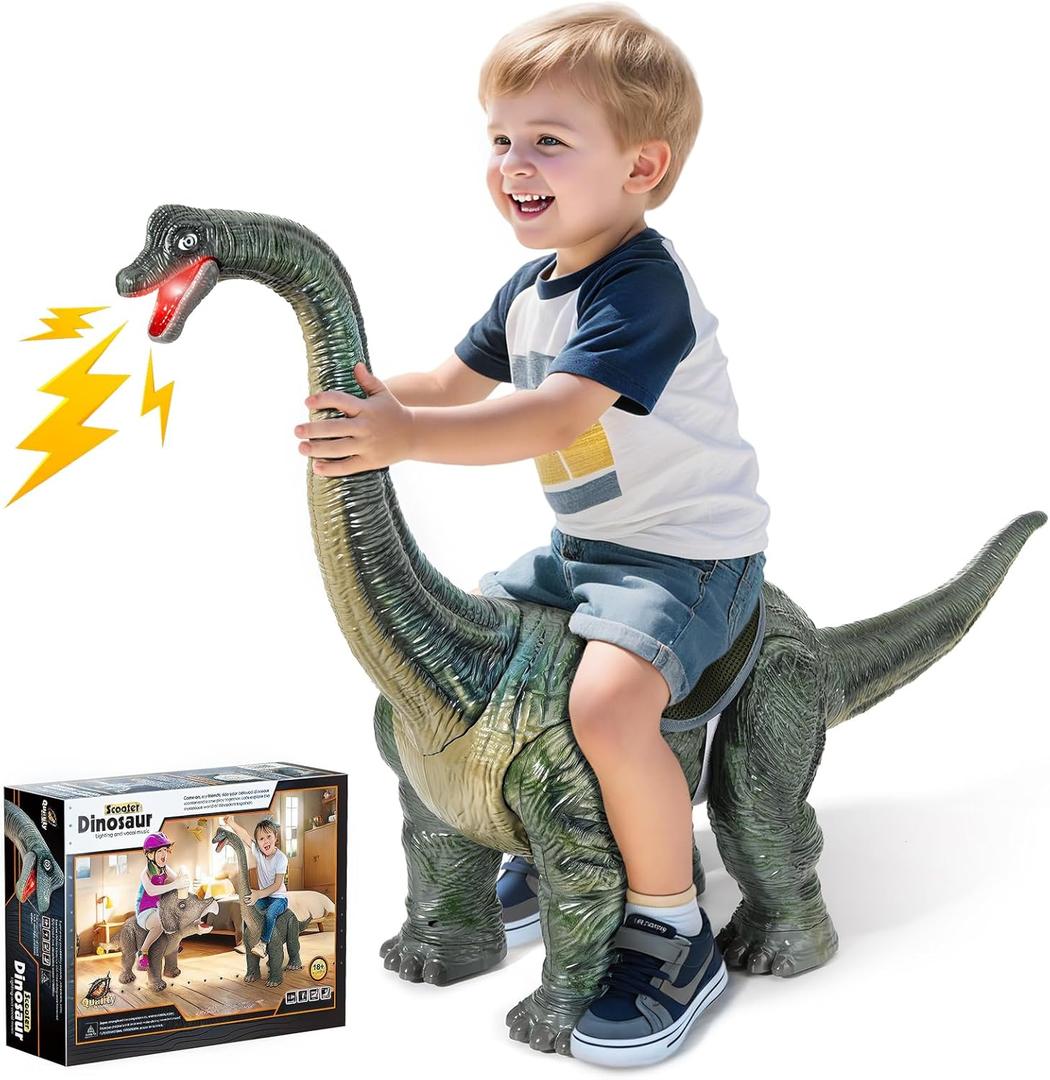 Dinosaur Ride On Toy Cars for Kids,Twinkoo Realistic Brachiosaurus Push Car with Three Sound Effects,Sound and Light Effects PP Wheels for Indoor/Outdoor Play,Best Gift for Kids(Brachiosaurus)