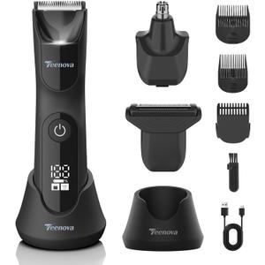 Electric Body Hair Trimmer Shaver - 3 in 1 Pubic Trimmer for Men - Bikini Trimmer for Women - No Nick Groin Ball Razor with Ceramic Blade Head, Wireless Dock Charging (Black)