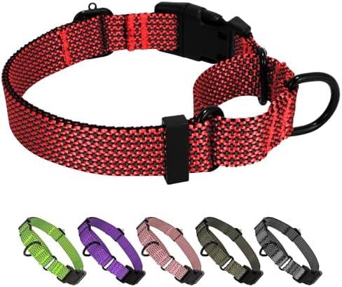BXPAW Martingale Dog Collars Adjustable Training Martingale Collar for Dogs - Reflective No Pull Dog Collar with Quick Release Buckle (Red, L)