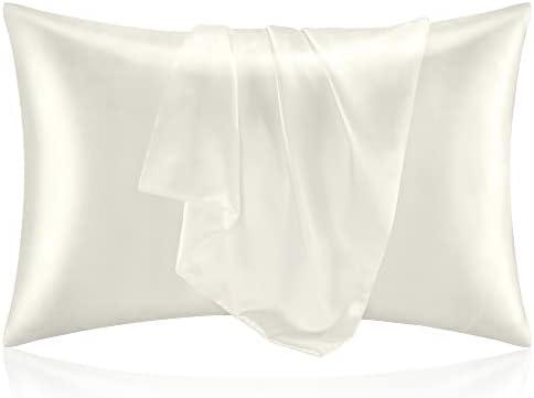 BEDELITE Satin Pillowcase for Hair and Skin, Super Soft and Cooling Similar to Silk Pillow Cases 2 Pack with Envelope Closure, Gift for Women Men(20"x26" Standard Size, Ivory)