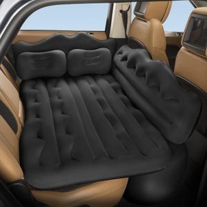 BEBAS Car Air Mattress - Inflatable Truck Camping Mattress for Back Seat, Thickened SUV Portable Travel Sleeping Pads with 2 Pillows & Air Pumps, Fits Most Sedan/Pickup/Van, Black Bed