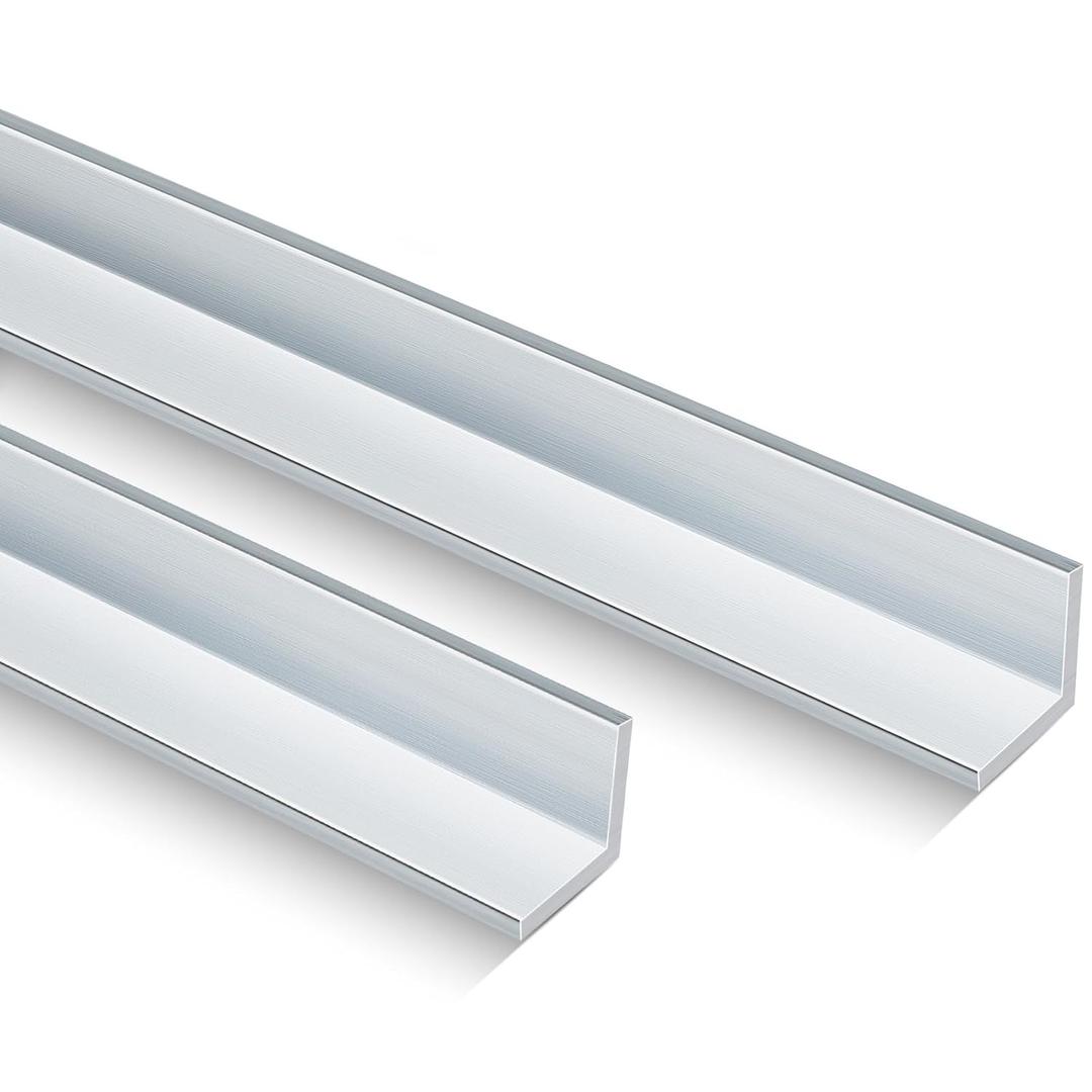Blulu 2 Pieces 3/4in x 3/4in Aluminum Angle – 6063 Aluminum Angle Stock, Structural & Architectural Use for Frames, Railings, Corner Guards(24" Long X 3/4" Wide X 1/8" Thick)