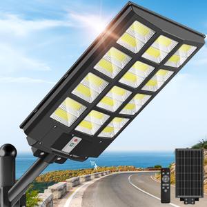 OKPRO 8000W Solar Street Light Outdoor, IP66 Waterproof Solar Lights Outdoor with Motion Sensor & Remote, Dusk to Dawn Commercial Security Lighting for Parking Lot, Yard, Farm, Driveway