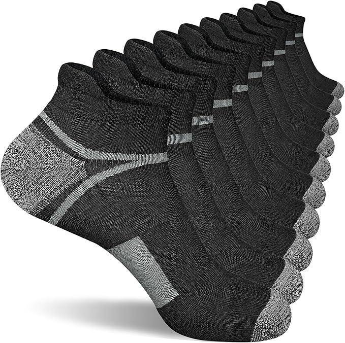 suaskk Men's Ankle Athletic Cushioned Anti-Blister Running Socks 5 Pairs | Comfort and Breathable, Moisture Wicking XL