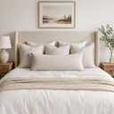 MIULEE 14x36 Long Linen Fringe Lumbar Pillow Covers Set of 1 Natural Beige