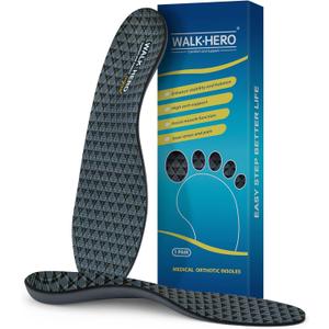 Walkhero Arch Support Insoles - Plantar Fasciitis Inserts for Foot Fatigue and Pain Relieve, Orthotic with Everyday Comfort and Support (Mens 11-11 1/2 | Womens 13-13 1/2 Gray)