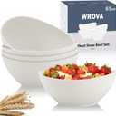 Wrova 65oz Large Salad Bowls Ivory - Wheat Straw Salad bowls Set of 4 - Unbreakable Salad Bowls Dishware & Microwave Safe - BPA Free Bowls for kitchen,camping