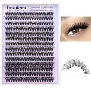 Pawotence Lash Clusters 40D 280pcs Cluster Eyelash Extensions 9-16mm Mix Eyelash Clusters Lash Extension Individual Lashes for Self Application (40D, 0.07D, 9-16mm)