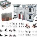 254pcs/set Medieval Castle Knights Toy Soldier - Army Figures Miniature Playset with Castle, Four-Color Soldier, Cavalry and Arrow Tower (Castle and 4 Color Soldiers)