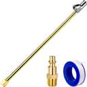 2-Way Connection 13.8" Extended Air Chuck Set, 1/4 in FNPT Straight Foot Dual Head Tire Inflate Chuck with Standard Brass Quick Plug, Tire Air Compressor Fill Kit for Truck RV Dually Tires