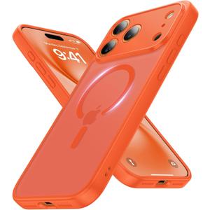 Faiono Magnetic for iPhone 17 Pro Max Case [Full Camera Protection][Military-Grade Protection][Compatible with MagSafe] Shockproof Protective Slim Phone Case for iPhone 17 Pro Max, Orange