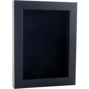 18x24 Shadow Box Frame Black Wood | with a 3/4" Usable Display Depth | Includes a Black Real Suede Texture Acid-Free Backing Board, UV Resistant Acrylic, and Hanging Hardware