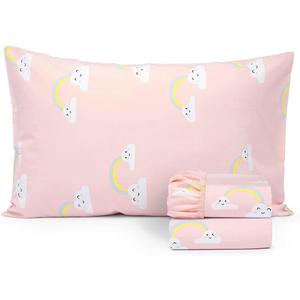 Salt Earth 100% Cotton 210TC Kids Bedsheet, Twin Sheets Set for Toddler Bed, 3 Piece Bedding Set Including Flat Sheet, Fitted Sheet, and Pillowcase, Themed Cute Sheets for Playful Kids Bed(Rainbow)