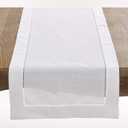 Saro Lifestyle Hemstitched Border Table Runner, White, 16"x120"