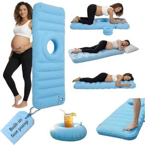 EasyR - Pregnancy Pillow with Belly Hole - Inflatable Pillows for Pregnant Women - Wedge Body Sleeping Mom Maternity Stomach - Pool Bed Float Mattress Back Pain Relief Support Momcozy Full Medcline