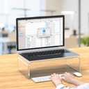 Acrylic Monitor & Laptop Stand Riser - Clear Computer & Laptop Stand for Desk - Compatible with iMac, MacBook & All Notebooks - White Aesthetic Decoration for Office & Home       