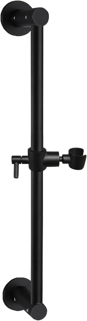 Shower Slide Bar Adjustable Handheld Shower Head Holder Wall Mount - 15inch All-Metal Shower Head Slide Bar Compatible with Bathroom Drill Free Glue Installation - Black