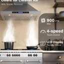 36 inch Wall-Mounted Range Hood 900 CFM, Stainless Steel