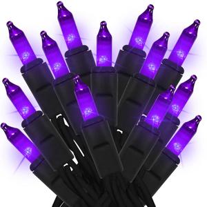 New Upgraded Purple Halloween Lights - 35 Count Classic Mini Christmas String Lights with Purple LED Bulbs for Tree, Crafts, Indoor and Outdoor Use, UL Certified, Connectable, 8.5 Feet Black Wire