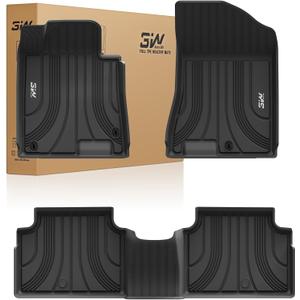 3W Floor Mats Fit Hyundai Sonata 2020-2025 (NOT for Hybrid)/Kia K5 2021-2025(Only for FWD Models) All Weather TPE Custom Fit Heavy Duty Waterproof Floor Liner Car Mats for 1st and 2nd Rows, Black