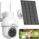 ANRAN 2K Solar Security Camera Outdoor Wireless, WiFi Camera Battery-Powered with 360° PTZ for Home Security, 3MP Color Night Vision, PIR Motion Detection, Two-Way Audio, Compatible with Alexa