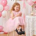 Elcssuy Toddler Little Girl Mary Jane Dress Shoes - Ballet Flats for Easter Flower Girl Party School Shoes Black Bow, Size 2