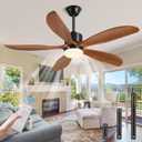 Yahada 60" Ceiling Fans with Lights and Remote 5 Blades Outdoor Fans Brown | Ceiling Fan with Light for Patios Indoor, ETL Listed, Timer, 6 Speeds, 3 Color, 6500 CFM, Reversible Quiet DC Motor