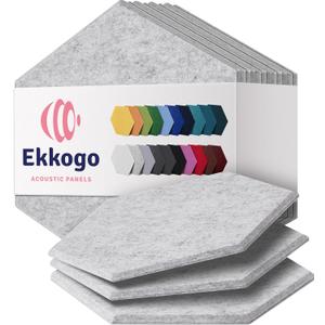 Acoustic Panels 12-Pack Soundproof Wall Panels 12"X10.4"X0.4" Sound Panels High Density Sound Dampening Panels - [Smoky White Hexagon]