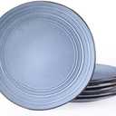 famiware Dinner Plates, 10.25 Inch Plate Set for 6, Reactive Glaze Speckled Hand-made Ceramic Plates, Microwave & Dishwasher Safe, Scratch Resistant, Twilight Series, Blue