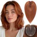 starluck Real Human Hair Toppers 6"x5" SilkHug & Swiss Base (60g) Strawberry Blonde 30# with Thinning Hair Topper no Bangs-14 Inch