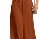 Women's Wide Leg Palazzo Pants - High Waist Flowy Casual Loose Beach Trousers (Brown, S)