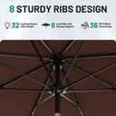 AreShark 9FT Patio Umbrella with Solar Lights, 32 Lighted Pool Umbrella w/Tilt and Crank, Outdoor Table Solar Umbrellas for Garden, Deck, Backyard, Pool and Beach, Light Brown