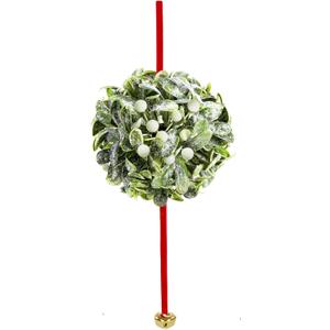 Mistletoe Kissing Ball, Artificial Mistletoe Christmas Decor Hanging Kissing Ball with Bell Berries,Christmas Hanging Ornaments for Doorway Kitchen Decorations (Bell - White), 4 Pack