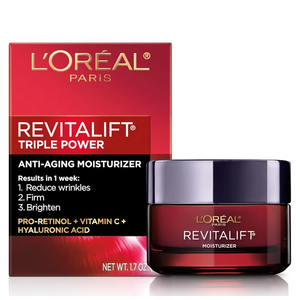 L'Oreal Paris Revitalift Triple Power AntiAging Face Moisturizer, Pro Retinol, Hyaluronic Acid & Vitamin C to Reduce Wrinkles, Firm & Brighten Skin, 1.7 Oz