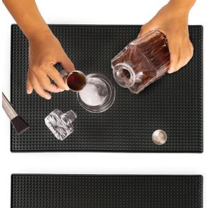 Rubber Bar Mat 1812" Premium Countertop Mat for Coffee Bar, Home Bar & Kitchen, Durable 1cm Thick Rubber Drink Mat with Textured Surface That Helps Reduce Slipping, Black Bar Spill Mat (18x12")