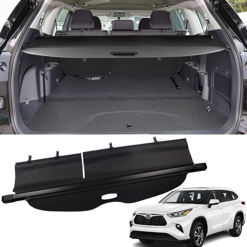 for Toyota Highlander Cargo Cover 2025 2024 2020 2021 2022 2023 for Toyota Highlander Accessories Upgrade Version No Gap Black Retractable Trunk Cover Security Shield Shade
