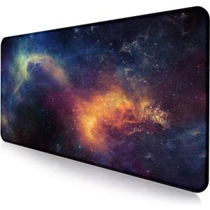 Large Extended Gaming Mouse Pad with Stitched Edges, Non-Slip Waterproof Rubber Base Mouse Pad for Office, Computer, Keyboard, Laptop and Home Desk Pad 35.4 x 15.7 x 0.12 Inch (Starry Sky)