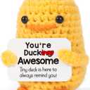 MBL Inspirational Positive Crochet Duck - Handmade Knitting Emotional Duck for Cheer Up Support Birthday Christmas White Elephant Stocking Stuffer Gifts, You're Duck Awesome, Funny Pickle Potato Duck